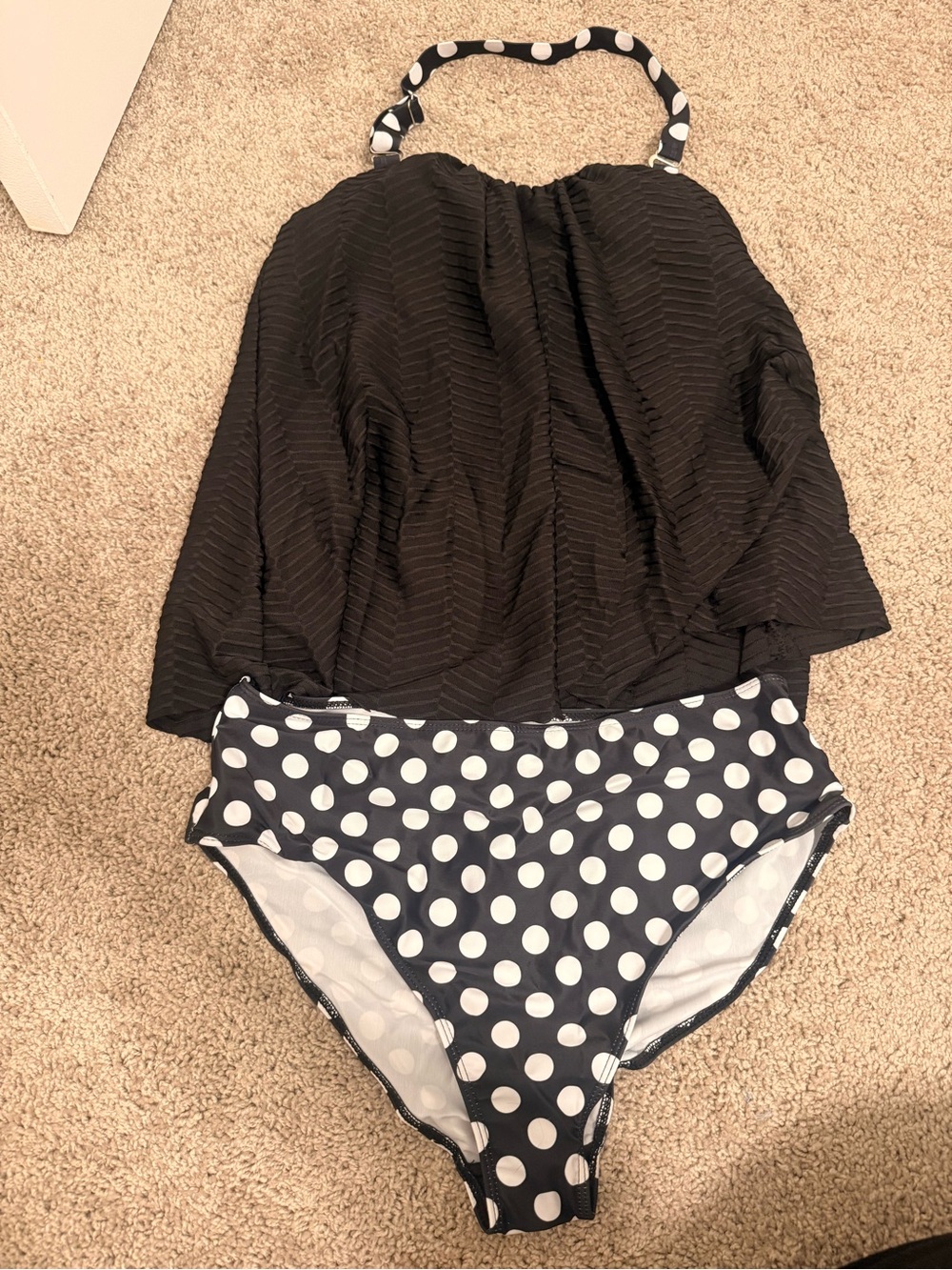 Black Polka Dot Two-Piece Swim Suit